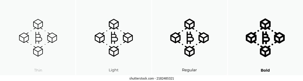 blockchain icon. Thin, Light Regular And Bold style design isolated on white background