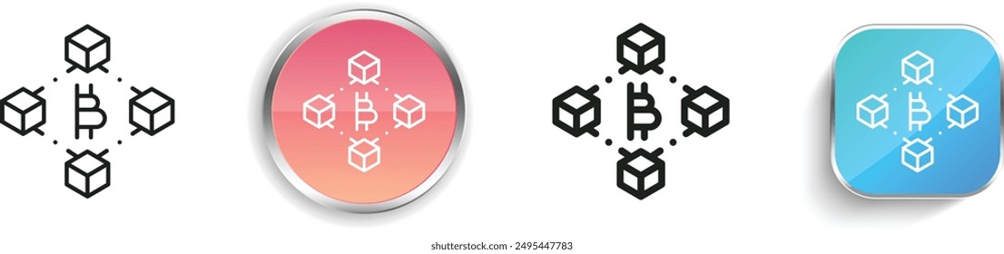 blockchain icon. Thin Linear, Regular and Button Style Design Isolated On White Background