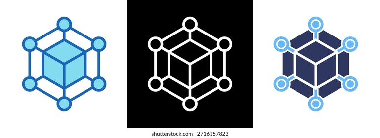 Ilustración vectorial de estilo triple Blockchain Icon