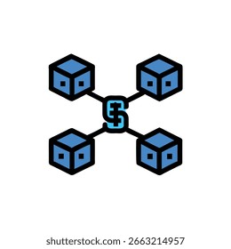estilo de ilustração de vetor de ícone blockchain