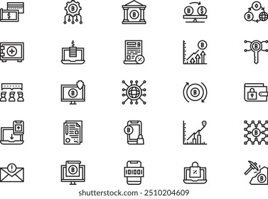 Blockchain icons collection is a vector illustration with editable stroke.