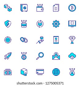 Blockchain icons pack. Isolated blockchain symbols collection. Graphic icons element