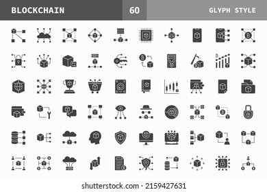 Blockchain icons set glyph of vector icons. Can used for digital product, presentation, UI and many more.