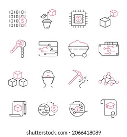 Blockchain icons set. Blockchain pack symbol vector elements for infographic web
