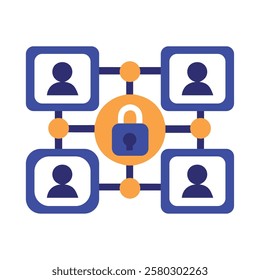 A blockchain identity security system icon representing secure digital identity