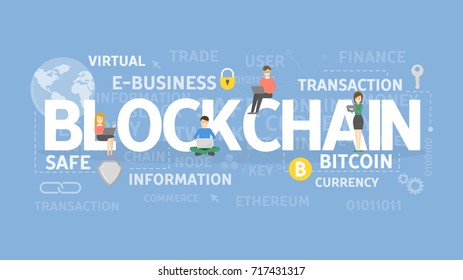 Blockchain illustration concept. Idea of new technology in finances.