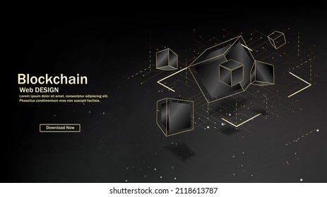 Blockchain. Illustration of the concept of blockchain mining Abstract background of digital cryptocurrency. Modern vector illustration.
