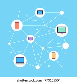 Blockchain Illustration, Connection and communication Technology, network