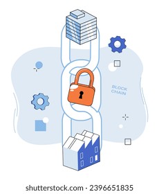 Blockchain industry vector illustration. In online symphony business, blockchain plays pivotal role in financial harmony Information flows securely through veins blockchain industrys digital ecosystem