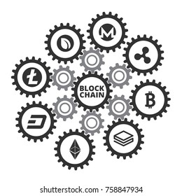 Blockchain infographic. Vector illustration isolated on a white background.