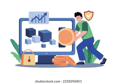 Blockchain Investment Illustration concept on white background