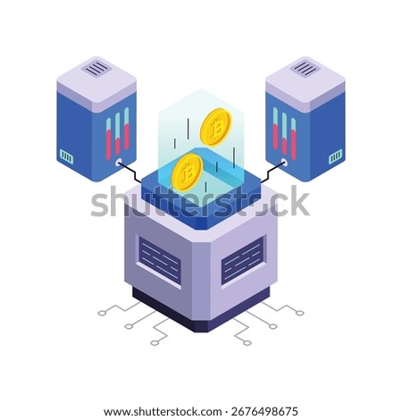 Blockchain isometric vector illustration. EPS File