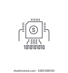 blockchain knowledge vector line icon, sign, illustration on background, editable strokes