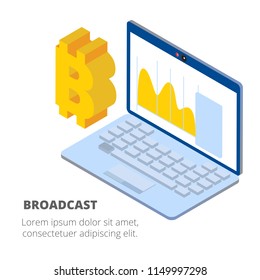 Blockchain Labtop Bitcoin Concept Background Vector Image
