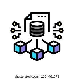 Blockchain ledger cryptocurrency mining Vector de iconos de color. Blockchain ledger cryptocurrency mining sign. ilustración de símbolos aislados