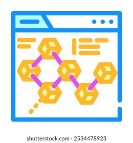 Blockchain ledger cryptocurrency mining Vector de iconos de color. Blockchain ledger cryptocurrency mining sign. ilustración de símbolos aislados