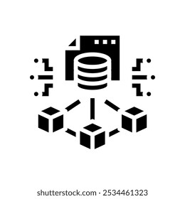 Blockchain ledger cryptocurrency mining glyph icon Vector. Blockchain ledger cryptocurrency mining sign. Ilustración de símbolos aislados