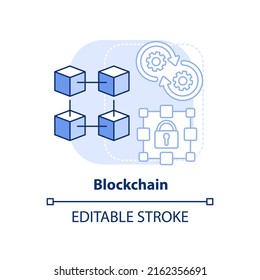 Icono de concepto azul claro de la cadena de bloqueo. Ilustración de línea delgada de ideas abstractas con habilidades de freelance de mayor pago. Datos cifrados. Dibujo de contorno aislado. Trazo editable. Fuentes Arial, Myriad Pro-Bold utilizadas