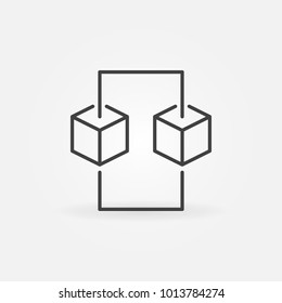 Blockchain line concept icon. Vector design element in thin line style made with two blocks
