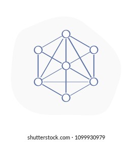 Blockchain line icon concept, Cryptocurrency data sign design. Abstract geometric block chain technology business sign. Flat outline vector illustration.