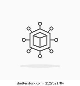 Blockchain Line Icon. Editable Stroke And Pixel Perfect. Can Be Used For Digital Product, Presentation, Print Design And More.