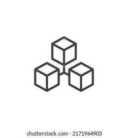 Blockchain line icon. linear style sign for mobile concept and web design. blockchain outline vector icon. Symbol, logo illustration. Vector graphics
