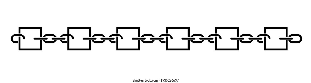 Blockchain-Symbol. Blockchain-Datensätze werden durch Blöcke dargestellt, die mit Kettengliedern verbunden sind. Vektorgrafik