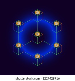 Blockchain line icon vector for mony,finance and cryptocerrency.