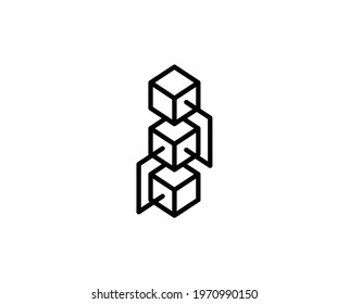 Blockchain line icon. Vector symbol in trendy flat style on white background. Financesing for design.