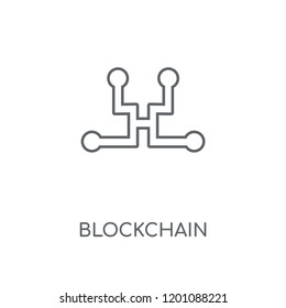 Blockchain linear icon. Blockchain concept stroke symbol design. Thin graphic elements vector illustration, outline pattern on a white background, eps 10.