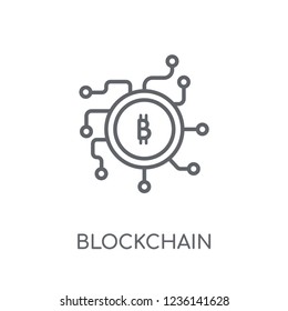 Blockchain linear icon. Modern outline Blockchain logo concept on white background from Cryptocurrency economy and finance collection. Suitable for use on web apps, mobile apps and print media.