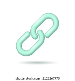 Blockchain link sign 3D cartoon symbol. Internet technology chain security business network concept vector illustration