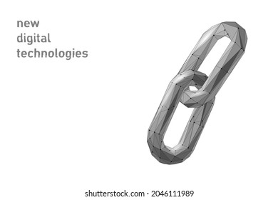 Blockchain link sign low poly design. Internet technology chain icon triangle polygonal hyperlink security business network concept. Blue futuristic style wire connected point vector illustration