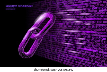 Blockchain link sign low poly design. Internet technology chain icon triangle polygonal hyperlink security business network concept. Blue futuristic style wire connected point vector illustration