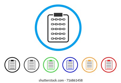 Blockchain List Page icon. Vector illustration style is a flat iconic blockchain list page gray rounded symbol inside light blue circle with black, gray, green, blue, red, orange color versions.