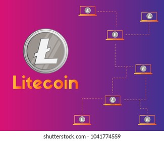 Blockchain litecoin technology digital background