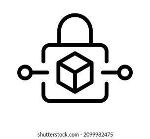 Blockchain lock in padlock icon design template. Security protection system symbol.
