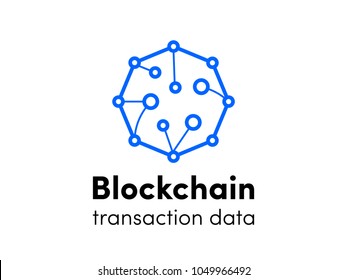 Blockchain logo. Cloud cryptocurrency service logo for bitcoin or etherium innovation technology. Vector icon of hexagon cloud servers network for cryptocurrency mining or corporation