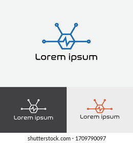 Blockchain logo. Cloud server icon for crypto mining bitcoin, ethereum. Block chain network database logo. Data center or hosting company icon