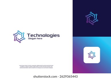 Design des Blockchain-Logos. Anschluss, Schaltung, digitale Technologie-Logo-Vorlage
