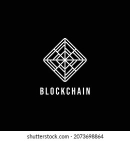 Blockchain Logo Design. Stilvolle, elegante und trendige Schwarz-Weiß-Hexagon-Kryptowährung, Vektorgrafik 