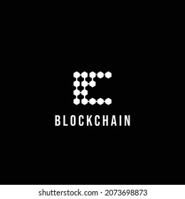 Diseño del logotipo de Blockchain. Elegante, elegante y de moda ilustración de vector de criptografía en blanco y negro 