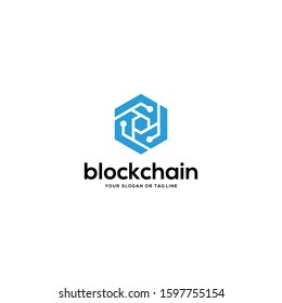 blockchain logo design vector template