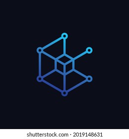 blockchain logo isolated on black background. fintech icon template