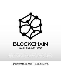 Blockchain logo with line art concept. future technology sign or symbol. cryptocurrency -vector