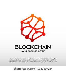 Blockchain logo with line art concept. future technology sign or symbol. cryptocurrency -vector