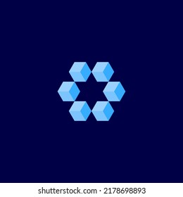 Blockchain-Logo und negatives Space-Star-Logo-Template