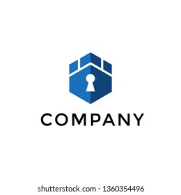 Blockchain logo template. Cyber security. - Vector