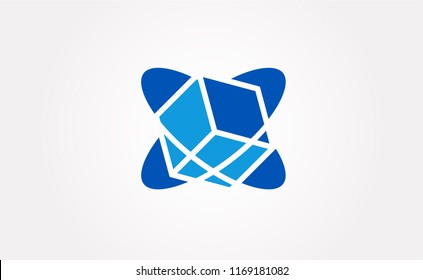 Blockchain Logo Template. Technology Science Vector Design. 