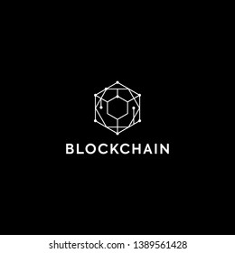 Blockchain Logo Template. Technology Vector Design. Cryptocurrency Illustration. Outstanding professional elegant trendy awesome artistic black and white color blockchain icon logo.